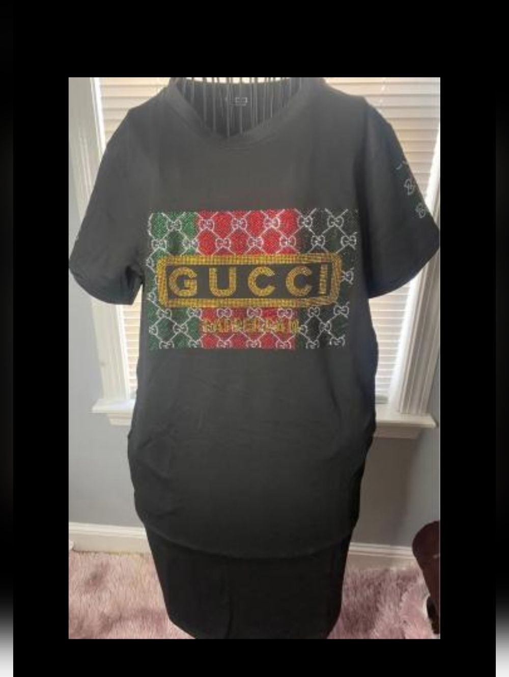 Black Mini Dress with Multicolor Logo Patch